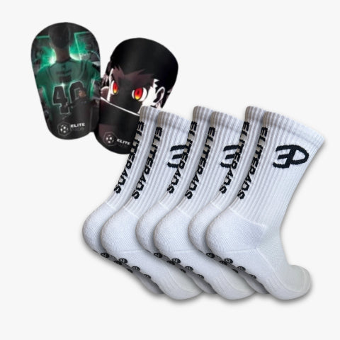 ElitePads Bundle mit drei Paar Gripsocken und personalisierte Schienbeinschoner
